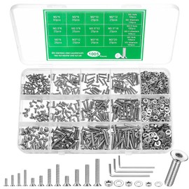M2 M2.5 M3 Countersunk Bolts and Set, Torx Screws Set, Torx Flat Head Machine Screws Nuts and Washers,Assorted Nuts and Bolts Assortment Kit (silver)