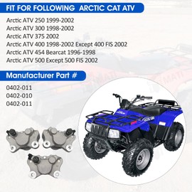 M MATI Front Left Right & Rear Brake Calipers for Arctic Cat ATV 250 300 375 400 454 500 with Pads 0402-011 0402-010 0402-011