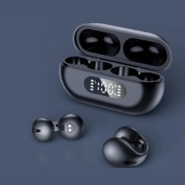 TEDATATA Bone Conduction Earphones Mini Wireless Ear Clip HiFi-Level Sound Quality, Super Long Battery Life 3000h, Suitable for Sport, Workouts, Running, Cycling (Black)