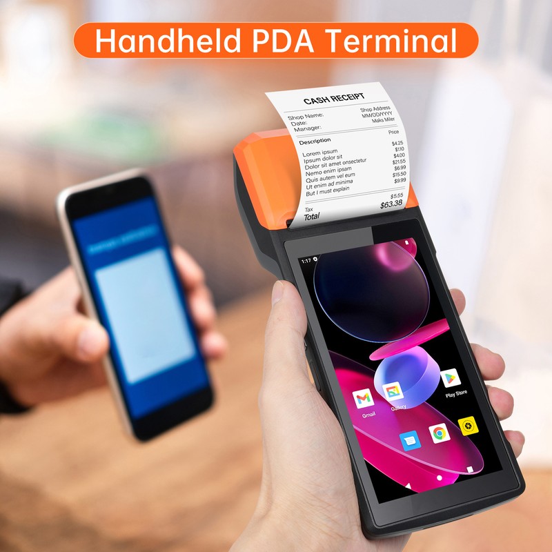 Handheld Android 13.0 POS Receipt Printer PDA Terminal Support 1D