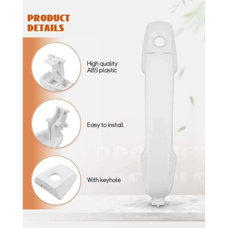 Vudajuley Exterior Door Handle White Front Left Drive Side Fit