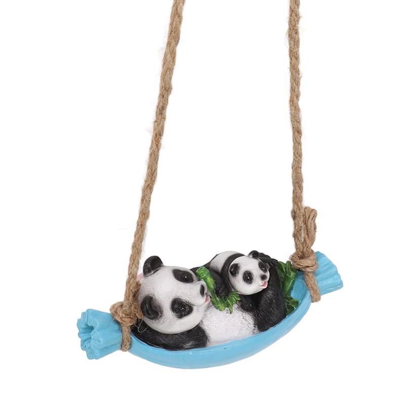 Swing Panda Statue Mother and Baby Panda Lying On The