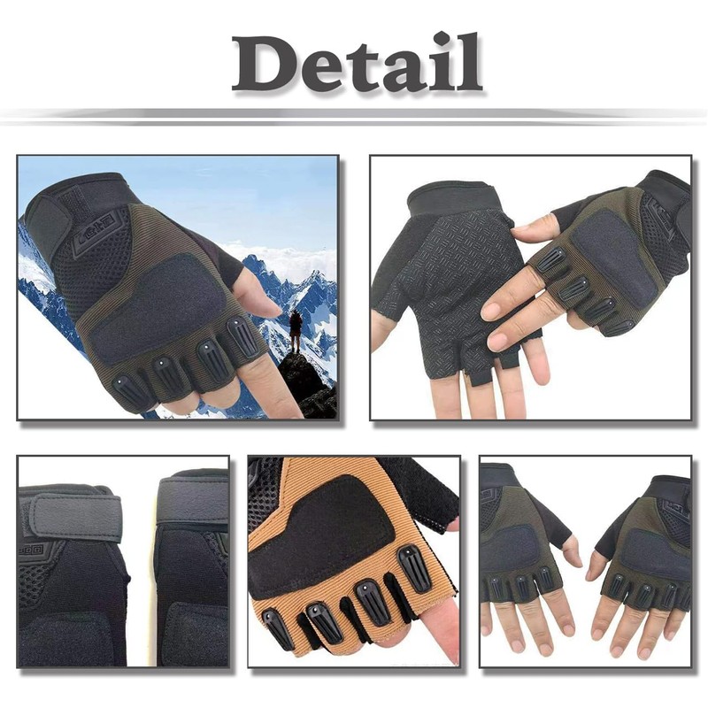 White Fang NT362 Half Finger Tactical Gloves, Anti-Slip, Outdoor, Men's,