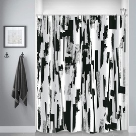 GKLEASG Black and White Shower Curtain, Abstract Modern Ombre Art Painting Graffiti Machine Washable Waterproof Fabric for Bathroom Decor Bathtub with Hooks 60Wx72H