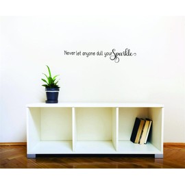 Never Let Anyone Dull Your Sparkle Girls Love Beautiful Crown Prince Unicorns Royalty Sweet Dreams Decorating Holiday Gift Ideas Girl Boy Bedroom Wall Decal Sticker - Size: 8 Inch x 26 Inch