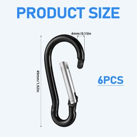 6PCS Black Flag Clips Flag Pole Ring Replacement Aluminum Alloy Spring Snap Hooks Heavy Duty Clips for Grommeted Flagpole Hardware Accessories for Keys Swing Set Camping Fishing Hiking Traveling