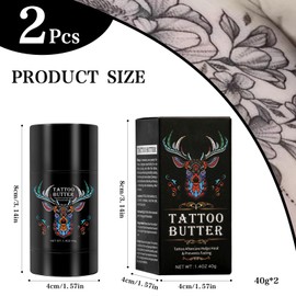 Pack of 2 Tattoo Cream Tattoo Butter, Tattoo Aftercare Butter, Natural Tattoo Care Cream, Tattoo Balm Cream for Reinforced Tattoo Colours, Protects New Tattoos, Promotes Healing