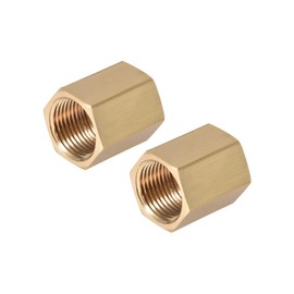 TOP-VIGOR 2Pcs Brass Pipe Fitting Connector Straight Hex Nipple Coupler 3/8 X 3/8 G Female Thread Compression Fittings