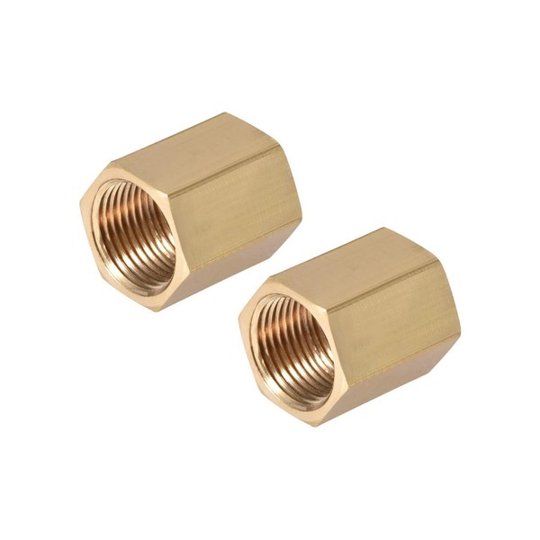 TOP-VIGOR 2Pcs Brass Pipe Fitting Connector Straight Hex Nipple Coupler