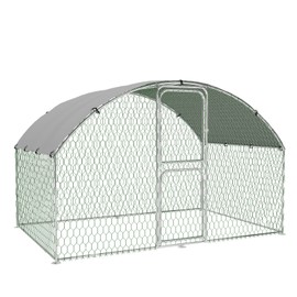 Large Walk-in Metal Chicken Coop,9.8' W x 6.5' L x 6.5'H Heavy Duty Chicken Run with Waterproof and Anti-Uv Cover,Chicken Pens Outdoor with Top for Ducks,Rabbits,Walk-in Poultry Cage for Yard,Farm