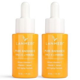 Suero facial con vitamina C, paquete de 2 Suero facial CE Ferulic con 15 de ácido L ascórbico puro, ácido ferúlico, vitamina E y ácido hialurónico,...