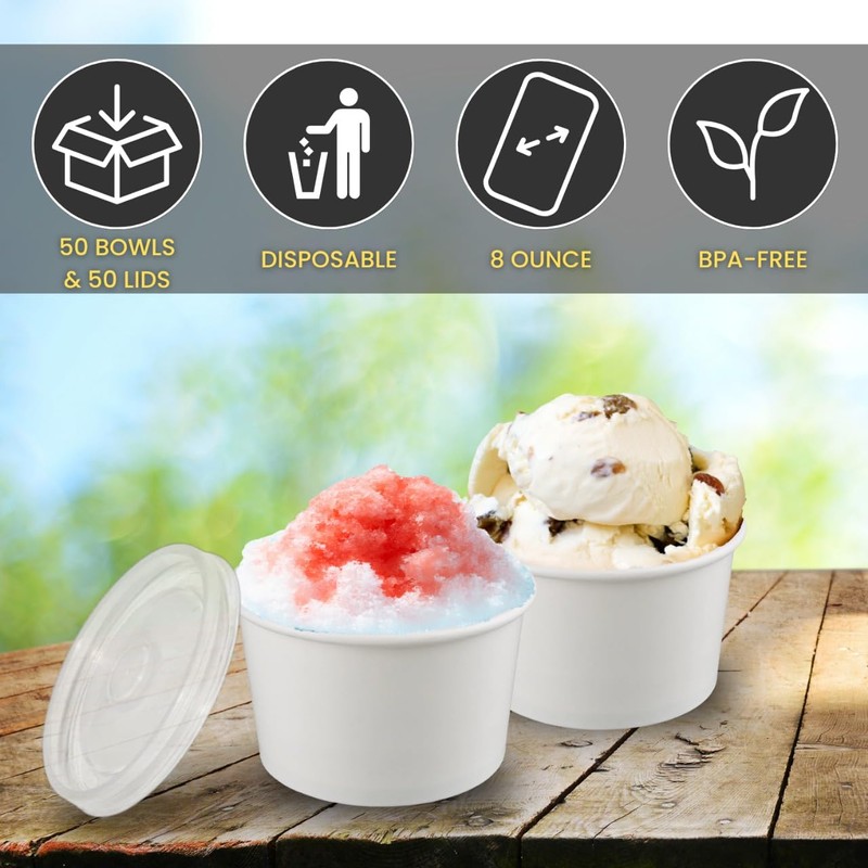 Smygoods Ice Cream Cups with Lids, 12 Ounce, 50 Count,
