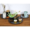 Funerom Round Galvanized Metal Tray Decorative Tray Corrugated Edges (12.6