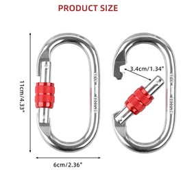 EUREKORA Pack of 2 Carabiner Hooks 25 KN 2500 kg Load Capacity Carabiner O-shaped Heavy Duty Safety Carabiner Stainless Steel Climbing for Yoga Hammock Camping Swing Hiking