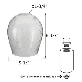 Aspen Creative 23612-01, Seeded Barrel Glass Shade, 5-1/2" Diameter x 6-1/8" Height, Center Hole: 45mm.