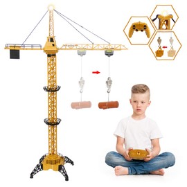Mini Tudou RC Crane Toy,50.4 inch Tall 2.4GHz Remote Control Robotic Excavator,Educational Construction Vehicles Toy for Ages 6,7,8,9 Boys or Girls