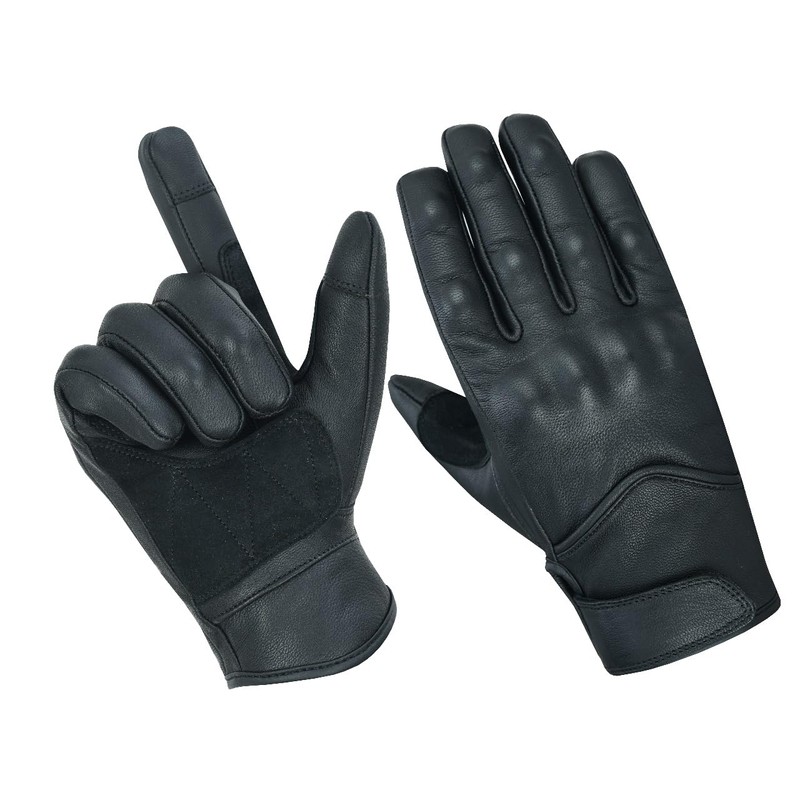 RUBSONS HKRG Men's Touch Screen Leather Motorcycle Biker Gloves (S)