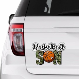 Football Son Sticker, Leopard Print Basketball Vinly Decal for Cars Laptops, Windows, Walls, Fridge, Toilet and More - Sport Theme Stickers 15in