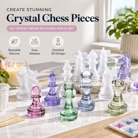 3D Chess Piece Silicone Mold for Resin Crafts – Reusable Epoxy Mould for DIY Crystal Chess Decorations