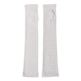 GlovesDEPO Women's Arm Cover, Organic Cotton, Luoyang Dye, Long Gloves, Fingerless, gray