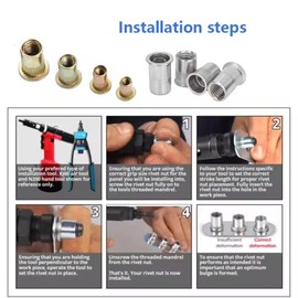 KADco® M6 Rivet Nuts Flat Head Threaded Insert Blind Rivnut Nutserts Nuts Rivnuts Kit Pull Cap Rivet Nut for Automotive Electrical Metal Wood Steel Bright Zinc Plated M6(Pack of 50)