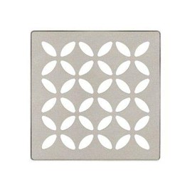 Schluter Kerdi 4 Inch Square Stainless Steel Grate - Floral Design in Greige