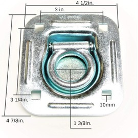 Pack of 4 - Recessed Tie Down Anchor with 3mm Backer Plate and Carriage Bolts Included (6,000 lb. Capacity)