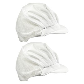 Bliceon 2Pcs Unisex Chef Hats & Hair Nets for Catering - Elastic Chef Cap, White Kitchen Hats for Men & Women, for Restaurants, Workshops, and Food Service Professionals