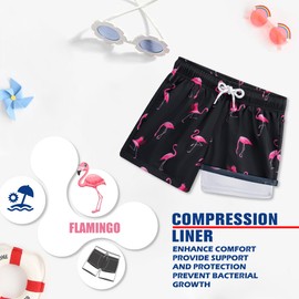 SurfTrak Swim Trunks Boys Bathing Suit with Compression Liner Swim Shorts Youth&Teen Anti-Chafe Stretch Quick Dry Size 5t-16Y