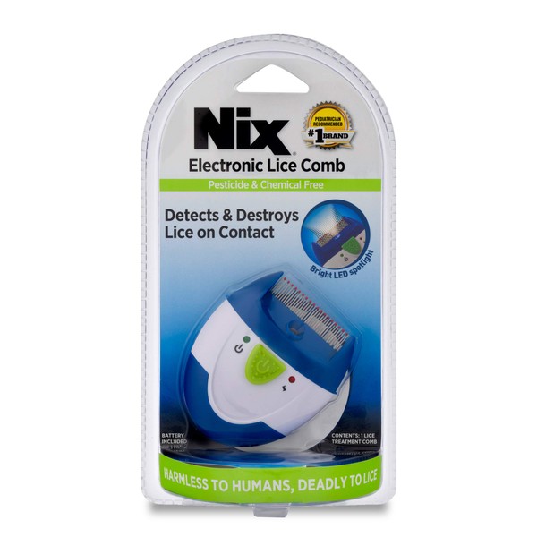 Nix Electronic Lice Comb Instantly Kills Lice & Eggs and Removes From Hair, White/Blue, 1 Count (Pack of 1)
