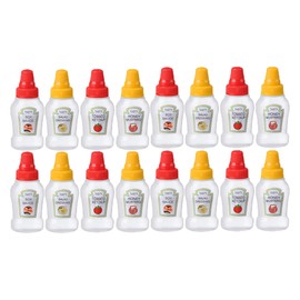 16PCS Mini Condiment Squeeze Bottles Set, 25ml Ketchup Honey Mustard Sauce Bottles, Containers Refillable for Sauce, Plastic Portable Dressing Bottles, Squirt Condiments Dispensers for Lunch Box