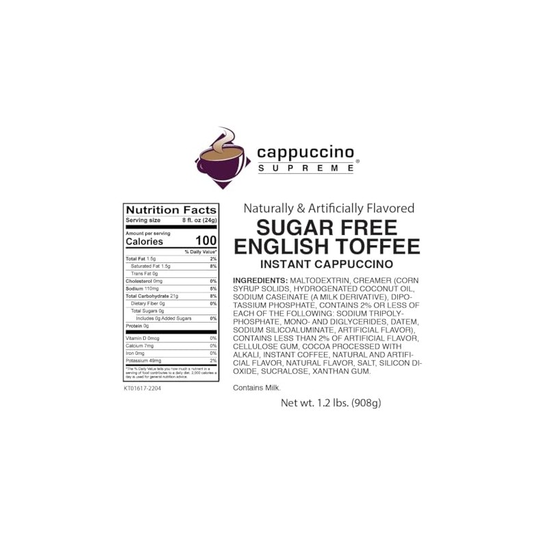 Cappuccino Supreme 1.2 lb bag Sugar Free English Toffee Instant