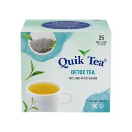 QuikTea Detox Green Tea Bags - 25 Count - All Natural, Preservative Free - Herbal Blend with Natural Ingredients - Soothing and Detoxifying Herbal Green Tea Bags, Kosher