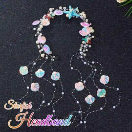 Unsutuo Shell Bridal Hair Vine Starfish Wedding Hair Accessories Pearl Beach Headpiece for Women