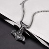 U7 Mjolnir The Thor's Hammer Pendant with Odin Helmet Raven