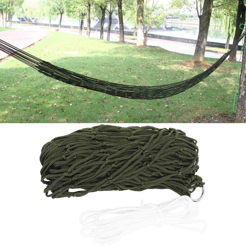 Single Person Mesh Hammock, Thicken Nylon Fabric Camping Hammock Multi-functional