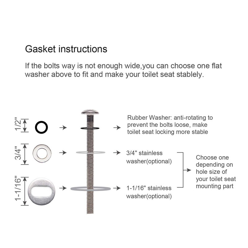 Hibbent 6 Pack Universal Toilet Seat Hinges Screw, Blind Hole