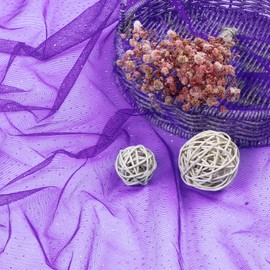 Entisn Tela de Tul Brillante, 1 Yardax60 de Ancho, Malla de Tul Morado con Lentejuelas Plateadas, Tela de Tul Suave Y Brillante A Granel para Velo de Novia, Decoración de Boda, Falda de Tutú, Papel d