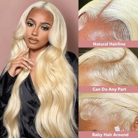 BOWNASH 613 13x6 Lace Front Wig Human Hair 200 Density 613 HD Lace Front Wigs Human Hair Pre Plucked Blonde Wig Human Hair 613 Body Wave Lace Front Wigs Human Hair 34 inch