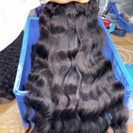 100% Unprocessed Raw Human Hair Extensions Single Donor Double Weft Indian Curly Bundle Vietnamese Burmese Curly for Wholesalecolor: natural wave, Stretched Length: 18 in