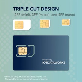IoTDataWorks 3-in-1 Triple Cut IoT SIM Card | Flexible Data Plan Options | No Contracts Required | Designed for IoT Devices-No Voice/SMS | USA (Pack of 2)