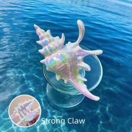 5.12'' Mermaid Aura Conch Shell Claw Clip - Strong Hold Beach Hair Clip for Women Girls Cute Ocean Themed Fancy Accessory for Thin Thick Long Curly Hair