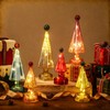 6 Pack Glass Christmas Trees Lighted Tabletop Decoration Mini Small