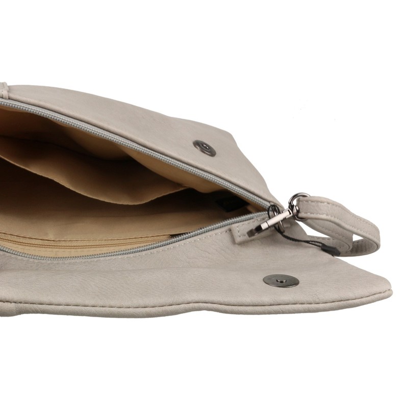 Girly HandBags Zipper Flap Clutch Bag -- Grey