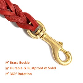 Guiding Star Leather Dog Leash for Small Dogs 6 ft Up to Medium Dogs (1/3 inch Wide, 6 Feet, Red)