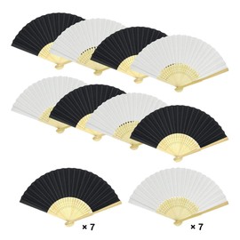 Woohome Pack of 14 Foldable Hand Fans for DIY, Dance, Cooling Tools and Promotions (Black and White)