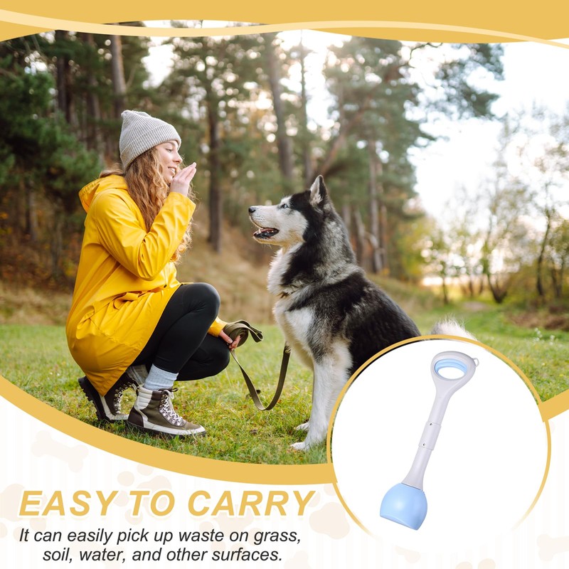 PETAXCELL Poop Scooper, 19.3" Long Handle Dog Poop Scooper, Blue