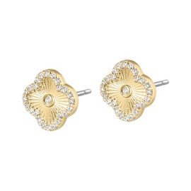 Icon Clover Stud Earrings - 14kt Gold Plated Earrings for Women, Wear Alone or in a Stack, Great Gift for Mother's Day, Graduation, Birthday