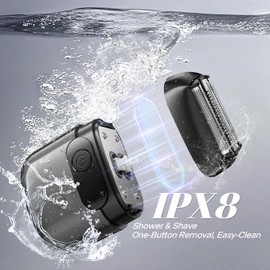 MALEGEBAZ Electric Foil Shaver for Men :3D Floating Blades, LED Display, USB-C Fast Charge, IPX8 Waterproof - Perfect for Travel & Smooth Shaving at Home Misty Gray
