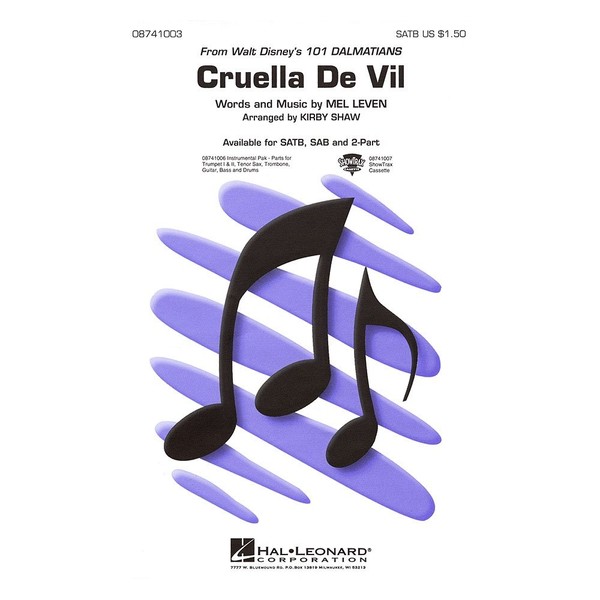 Hal Leonard Cruella De Vil (from 101 Dalmatians) 2-Part Arranged